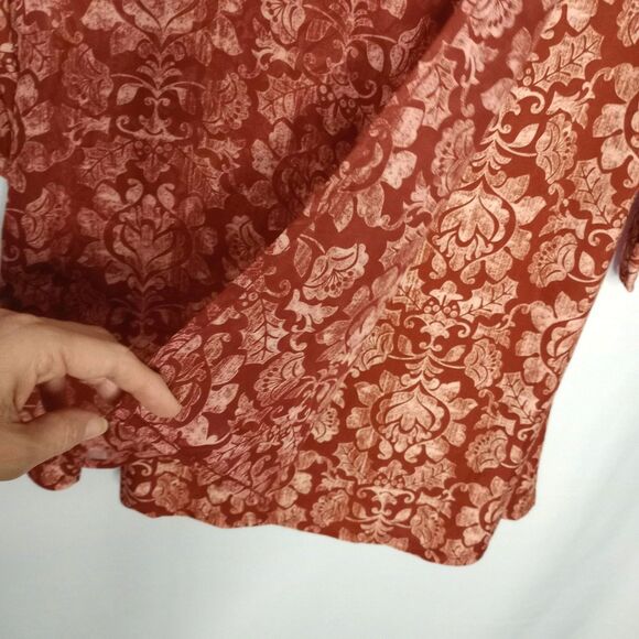 ⭐ New Directions Tunic Top Blouse Contrast Floral Print Stretch Flowy Relaxed Md - Picture 3 of 5